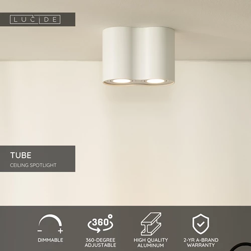 Lucide TUBE - Ceiling spotlight - 2xGU10 - White - USP